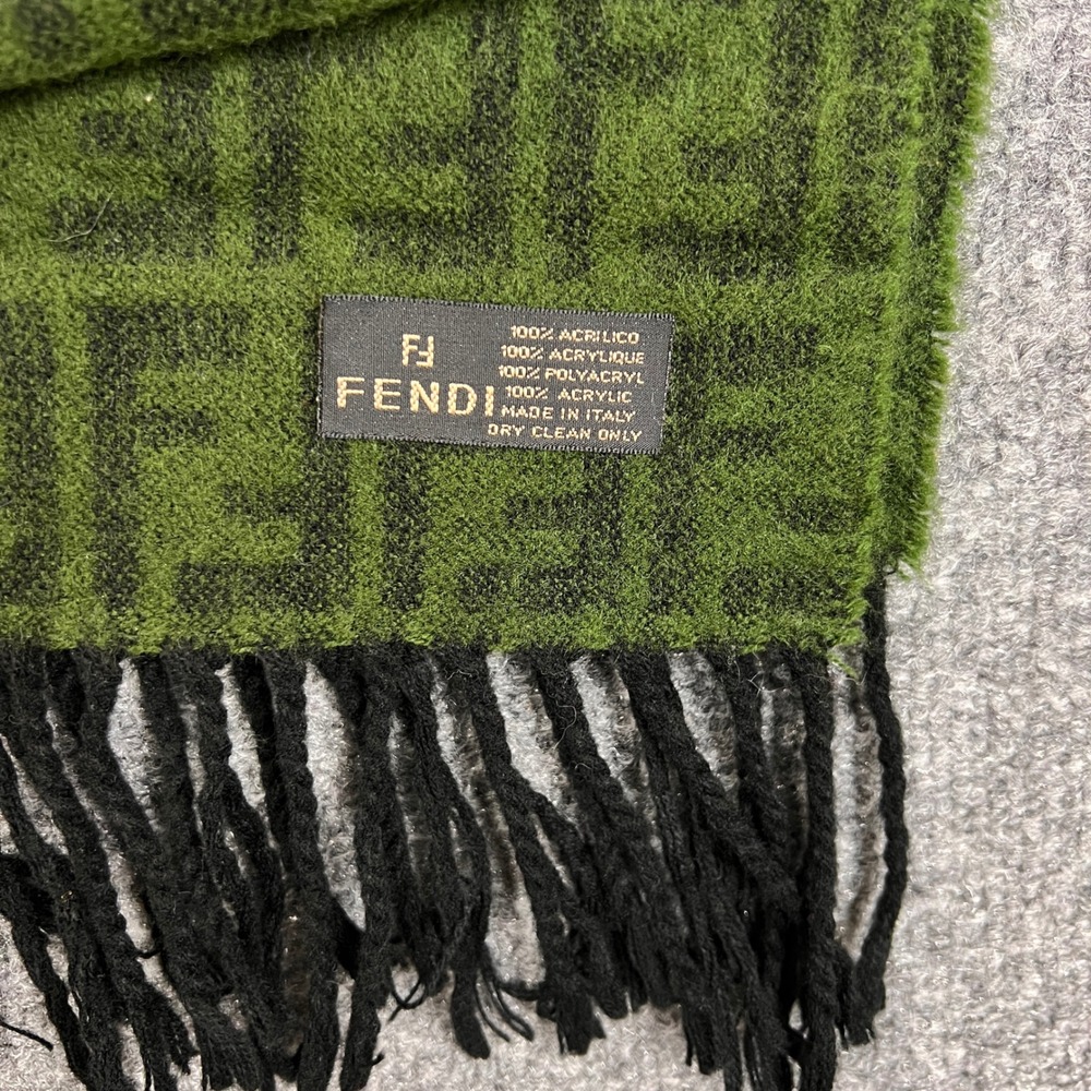 Fendi Green and Black Patterned Scarf - Picture 5 of 6